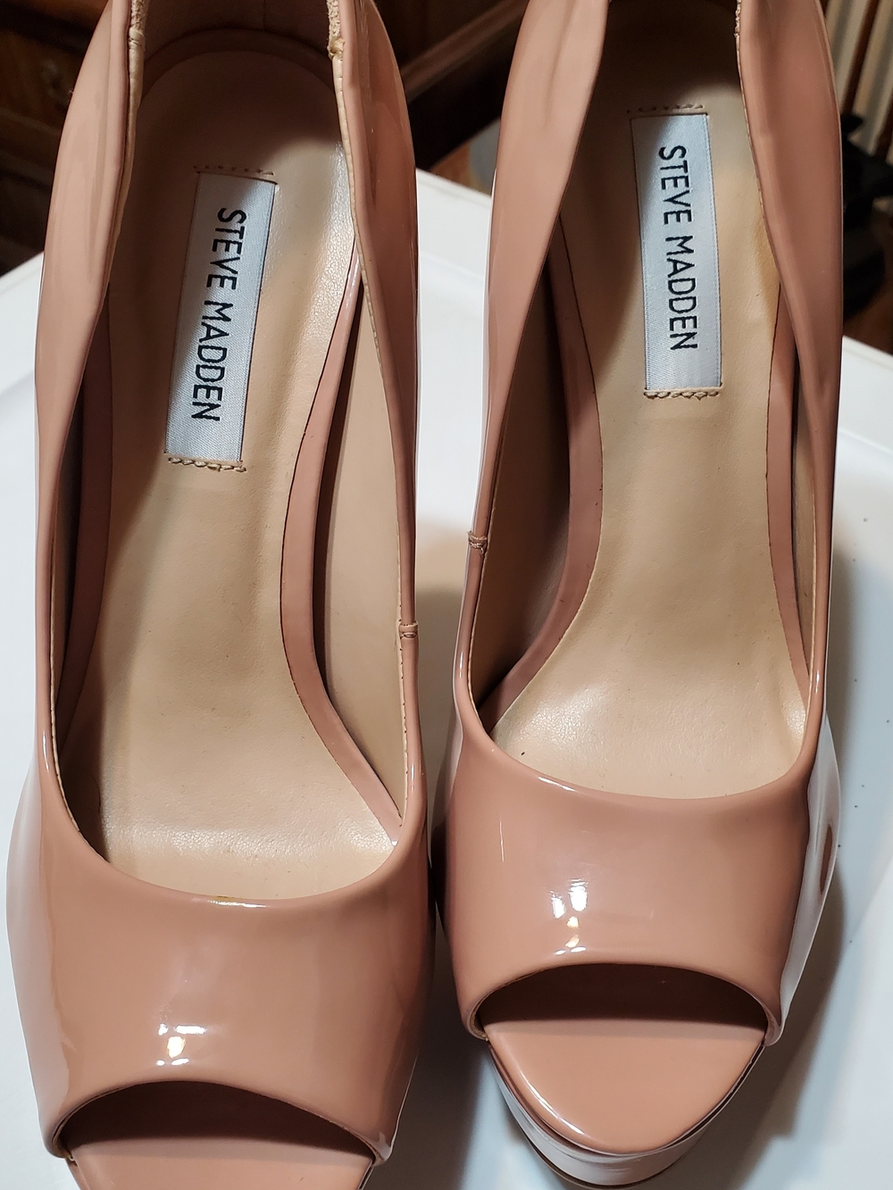 Steve Madden Blush Patent Peep-Toe Heels